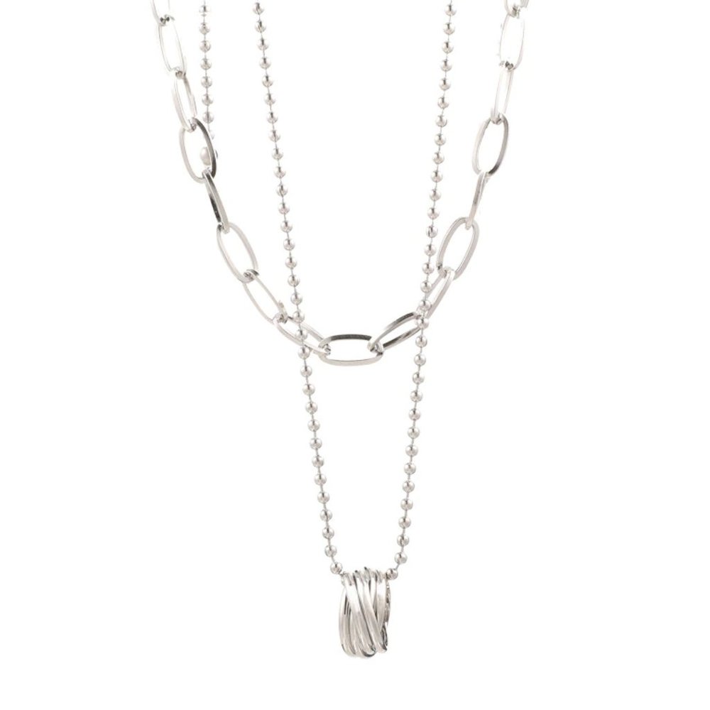 NEW Silver Simple Double Layer Circle Necklace - Picture 6 of 6